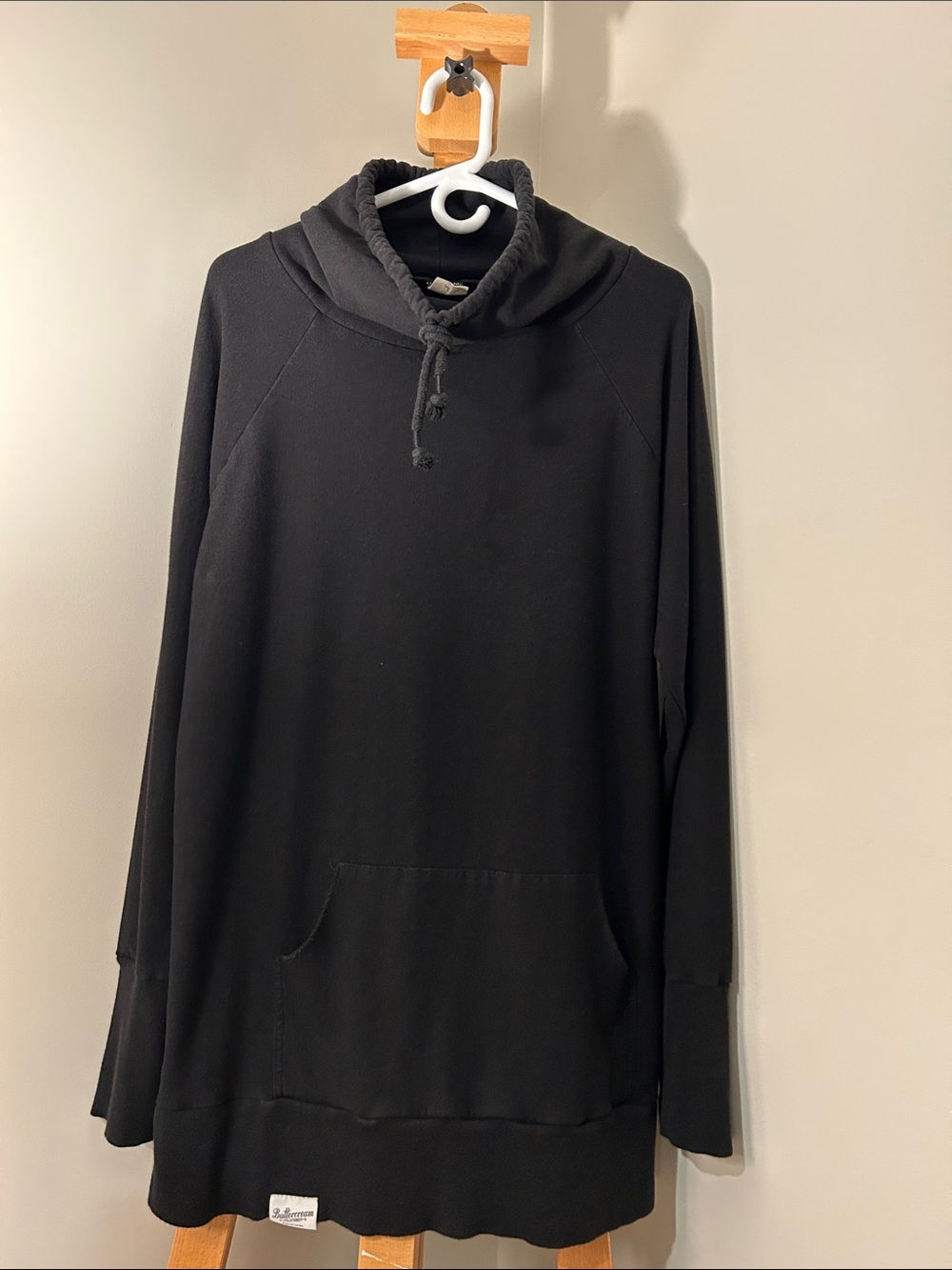 Buttercream | Black Longline Sweater with Cowl Neck | Size 1X